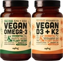 Vegan Omega 3 & Vitamin Vegan D3 + K2 Supplement Sche - Plant-Based DHA & EPA Fatty Asits, 4000 IU Vitamin D3 ve 100mcg Vitamin K2 Mk7