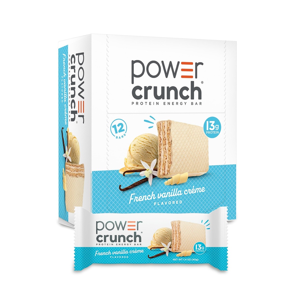 Power Crunch protein Wafer Bars, High Protein Snacks with Delicious Taste, French Vanilla Creme, 1.4 Ounce (12 Count)