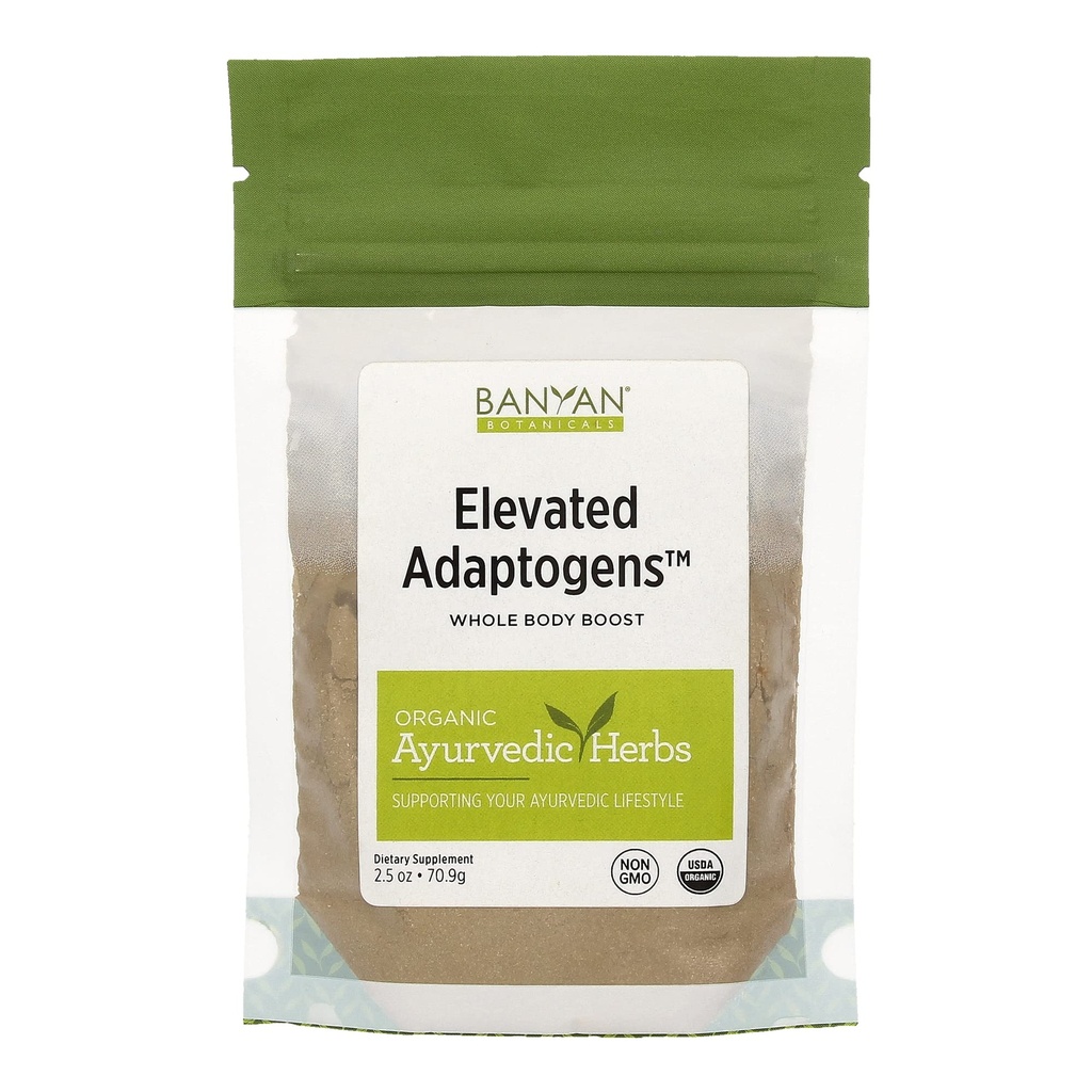 Banyan Botanikleri Elevated Adaptogens – Organik Superfood Toz Moringa, Ashwagandha & Tulsi – Caffeine-Free Superfood Assembly for Herbal Stress Relief* – 2.5oz – GMO Sustainable Sourced Vegan