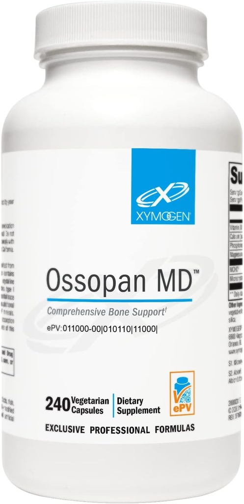 XYMOGEN Ossopan MD - Bone Strength + Bone Health - Mikrokristal Hidroxyapatite, Phosphorus, Vitamin D3 ve Magnezyum Malate (240 Capsules) ile takviye