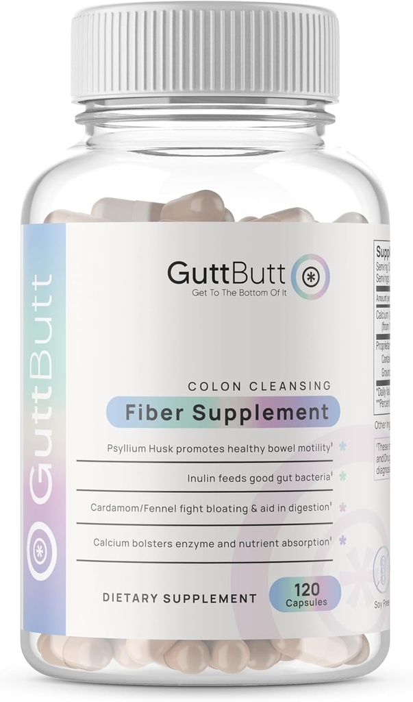 Vegan Cleanliness Fiber Supplement | Digestive Regularity | Psyllium Husk, Inulin, Cardamom, Fennel Tohum, Kalsiyum Karbonat | Perrietary Formula | 120 Vegan Capsules