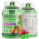 Super Greens Gummies, Greens Superfood Toz Alternatif w/Spirulina, Chlorella, Prebiyotik Fiber, Probiyotik, Meyve Veggie, Günlük Yeşiller Digestive & Gut Health, Immunity, Focus, 60 Cts