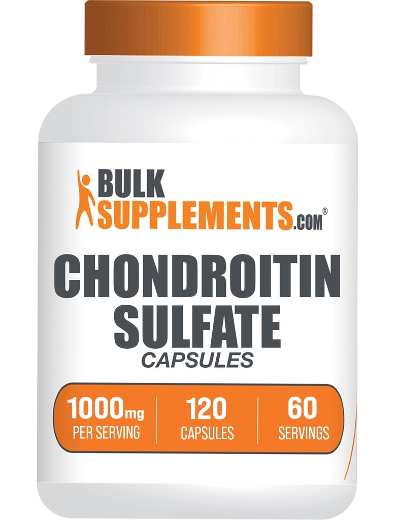 BulkSupplements.com Chondroitin Sulfate Capsules - Beslenme Supplement, Chondroitin Sulfate 1000 mg - Gluten Free, 2 Capsules per Service, 120 (Pack of 1)