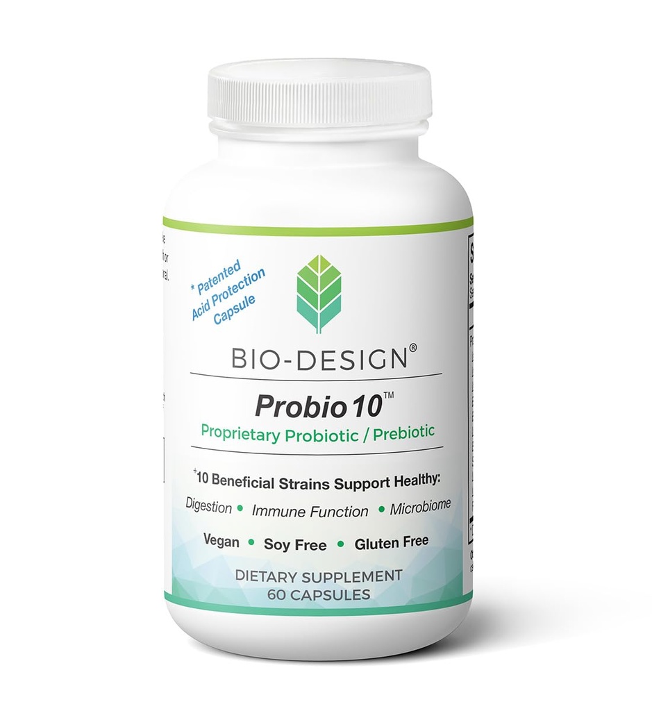 Probio10 - Daily Probiyotik & Prebiyotik Supplement - 10 Milyar CFU, 10 Beneficial Strains Aid in Digestion, Regularity, Immune Function, and Gut Health - 60 Acid-Resistant Capsules