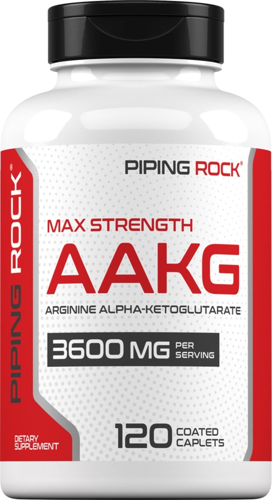 Piping Rock AAKG Tamam | 120 Caplets | 3600 mg | Arginine Alpha-Ketoglutarate Supplement | Nitrik Çimento Yenilikçi | Max Strength | Vegetarian, Non-GMO, Gluten Free