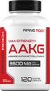 Piping Rock AAKG Tamam | 120 Caplets | 3600 mg | Arginine Alpha-Ketoglutarate Supplement | Nitrik Çimento Yenilikçi | Max Strength | Vegetarian, Non-GMO, Gluten Free