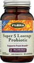 Flora - Super 5 Lozenge Probiyotik, Raspberry Flavored Oral Probiyotik, Good for Bad Breath, Five Strains with 2 Milyar CFU, Regain and Retain Gut Health, RAW, 60 Lozenges
