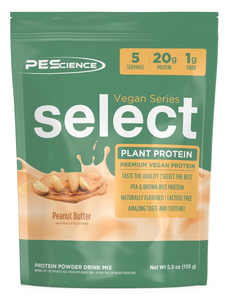 PE Science Select Vegan Protein Toz, Bitki bazlı Protein Toz, Şaşırtıcı Tadı, Smooth Texture, Pea ve Brown Rice Mix, Süt Free, Lactose Free, Gluten Free - Peanut Butter Delight, 5 Hizmetler