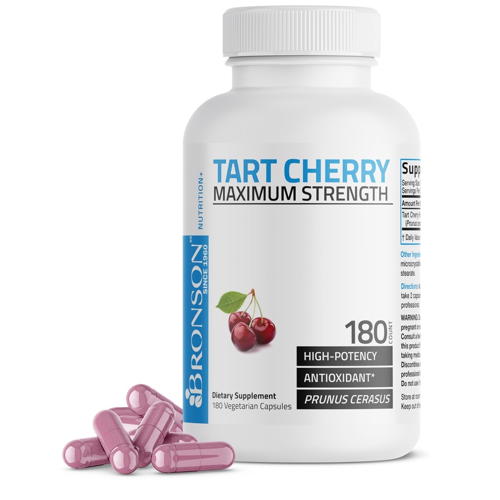 Bronson Tart Cherry En Güçlü 7600 mg, 180 Vegetarian Capsules (90 Hizmet)