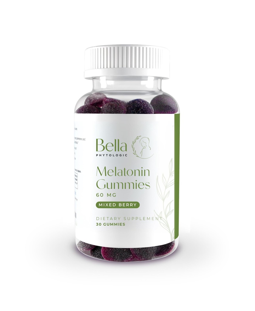 Bella High Dosage Melatonin Gummies | 60mg Per | Natural Strawberry, Elderberry & Blueberry Flavor | Potent Ekstra Güçlü Yüksek Doz Formulation