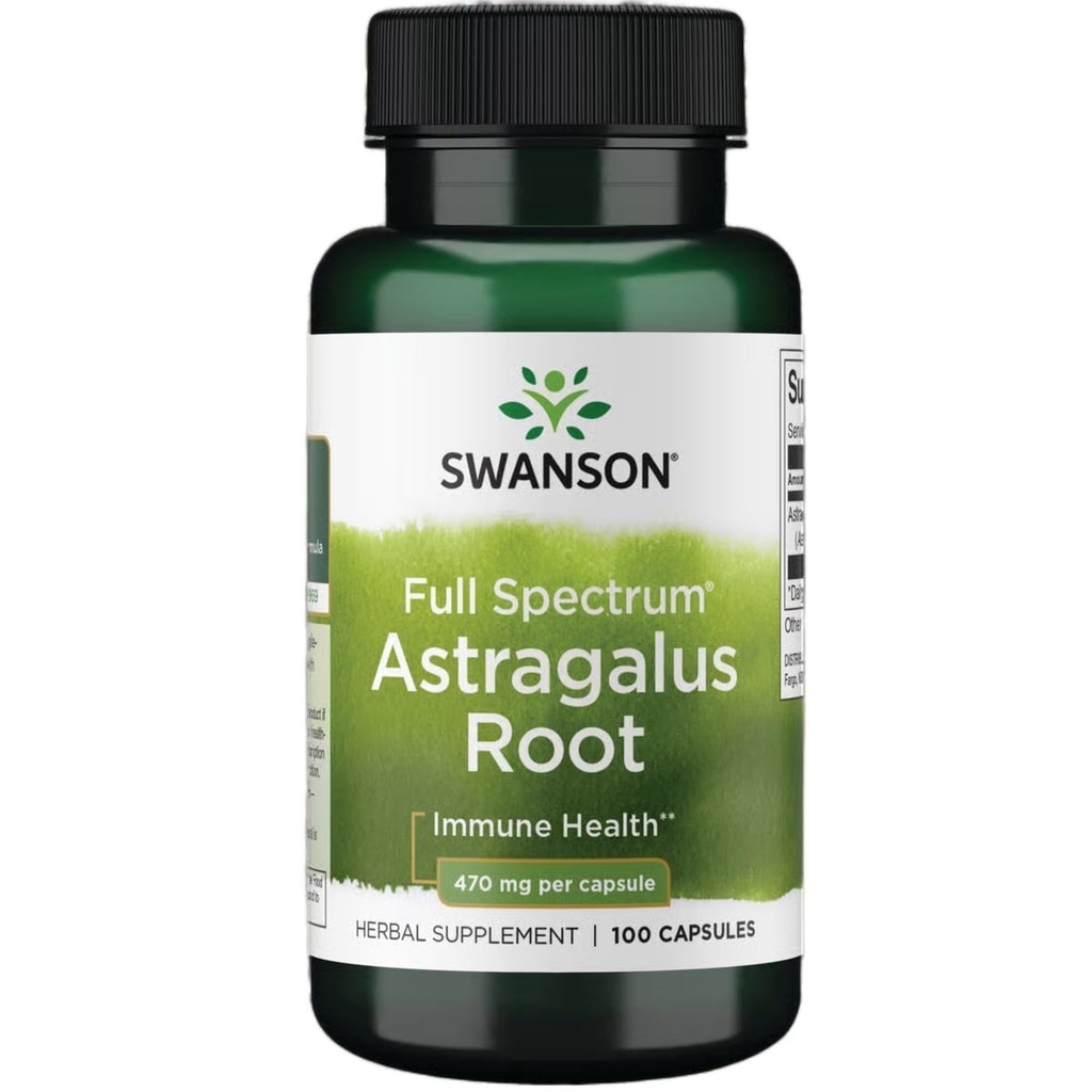 Swanson Astragalus Root, Immune Support, 470 mg, 100 Capsules | Herbal Supplement Promoting Immune System Support, Supports Heart and Liver Health, Traditional Chinese Herb