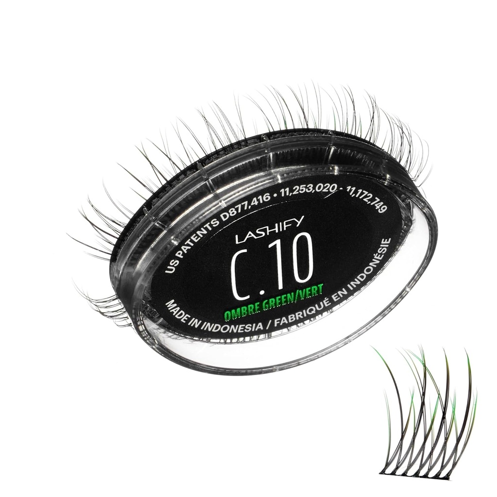Lashify Curl 10mm Gossamer Eyelash, Ombre Green'de Yenileme, Doğal Bir Bakış için Kolay Yalanlar