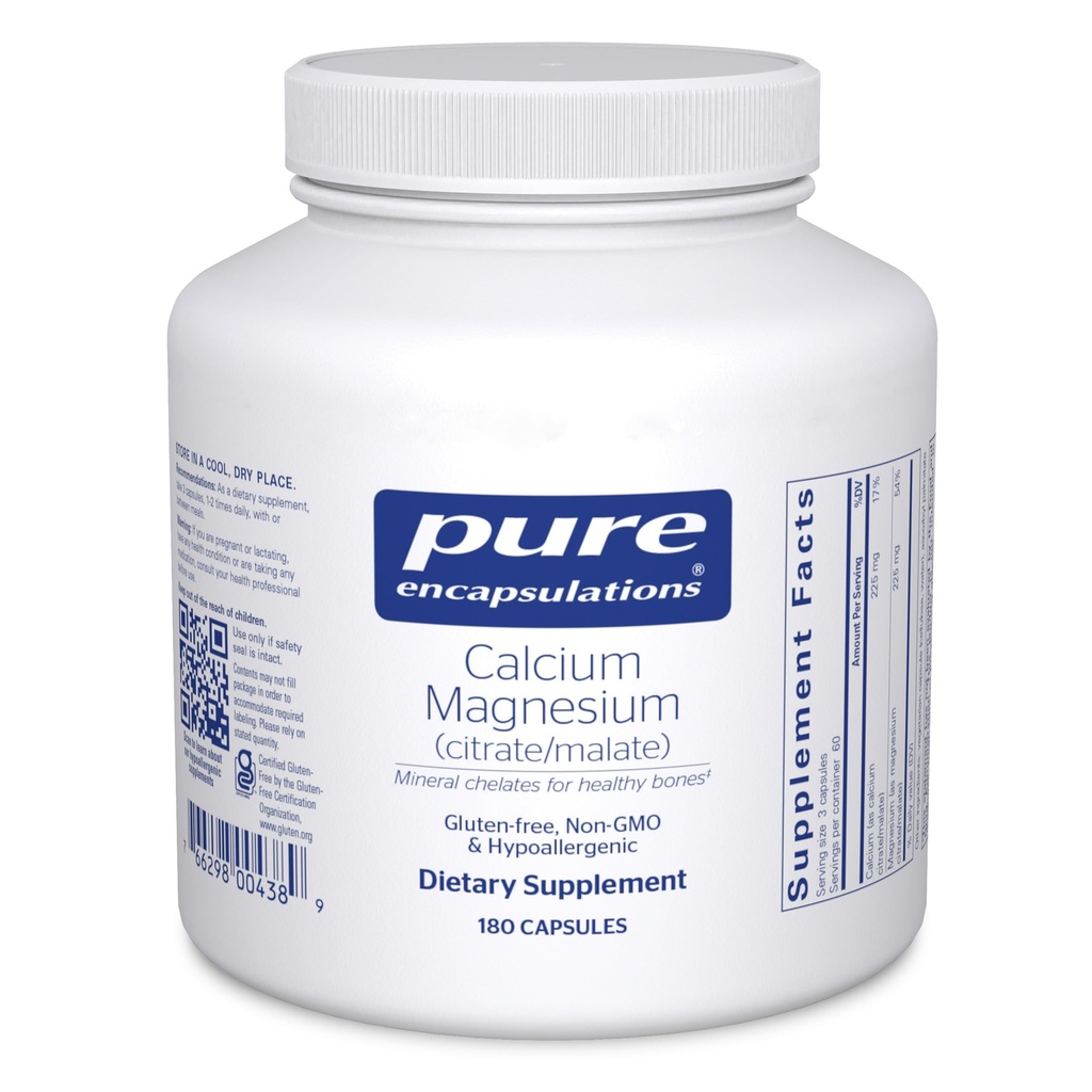 Pure Encapsulations Calcium Magnesium (Citrate/Malate), 180 Capsules