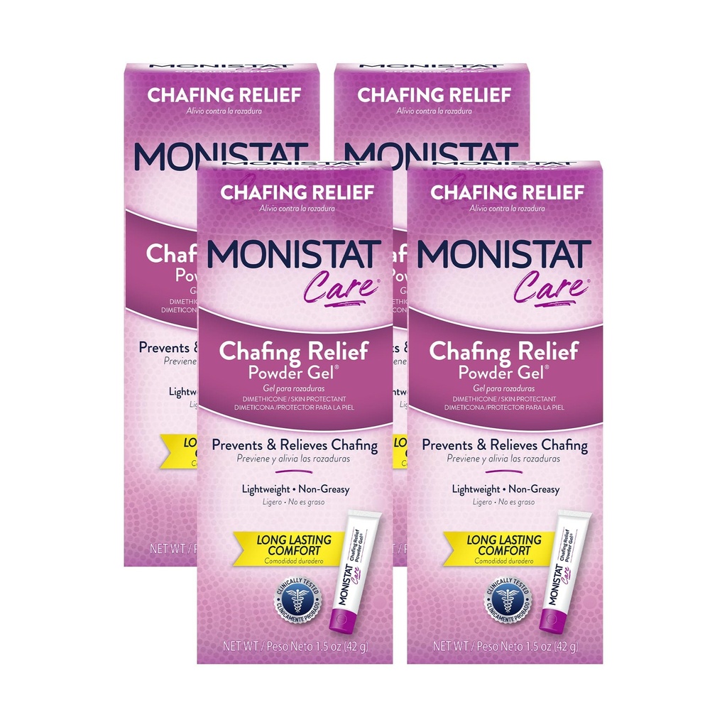 Monistat, Toz Gel, Bikini Bölgesi için Uzun Süreli Koruma, Thighs ve Bra Lines, 1.5 Oz, 4 Paket