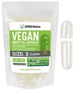 XPRS Nutra Boyutu 3 Boş Kapsüller - 100 Kont Clear Boş Vegan Capsules - Vejetaryen Pills - DIY - Veggie Pill Caps -