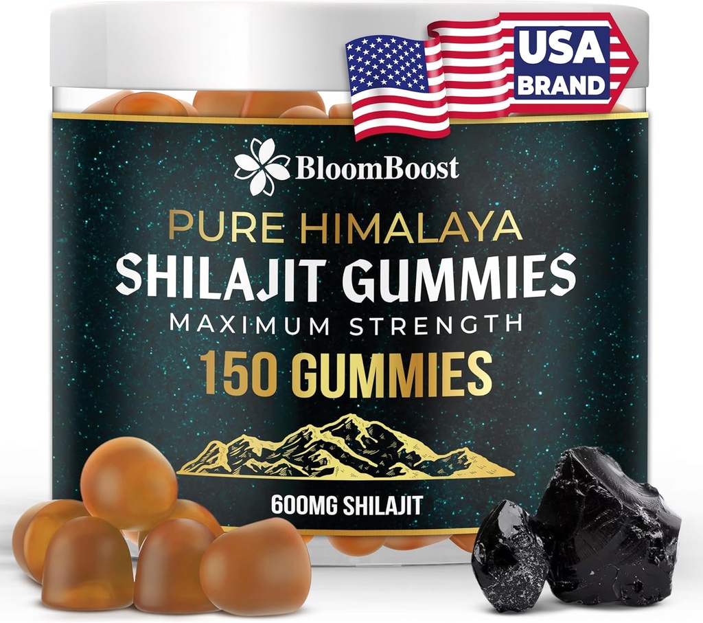 Erkekler ve Kadınlar için Shilajit Gummies - Shilajit Pure Himalayalar | 600 mg Shilajit, 150 Gummies (75 Hizmet)