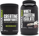 NutraBio Kretine Monohidrat, Unflavored, 500g ve Whey Protein Isolate, Buz Kremi Rüyası, Tamam Grafik - Kas Enerji, Lean Kas Büyüme, Kurtarma ve Güçlü