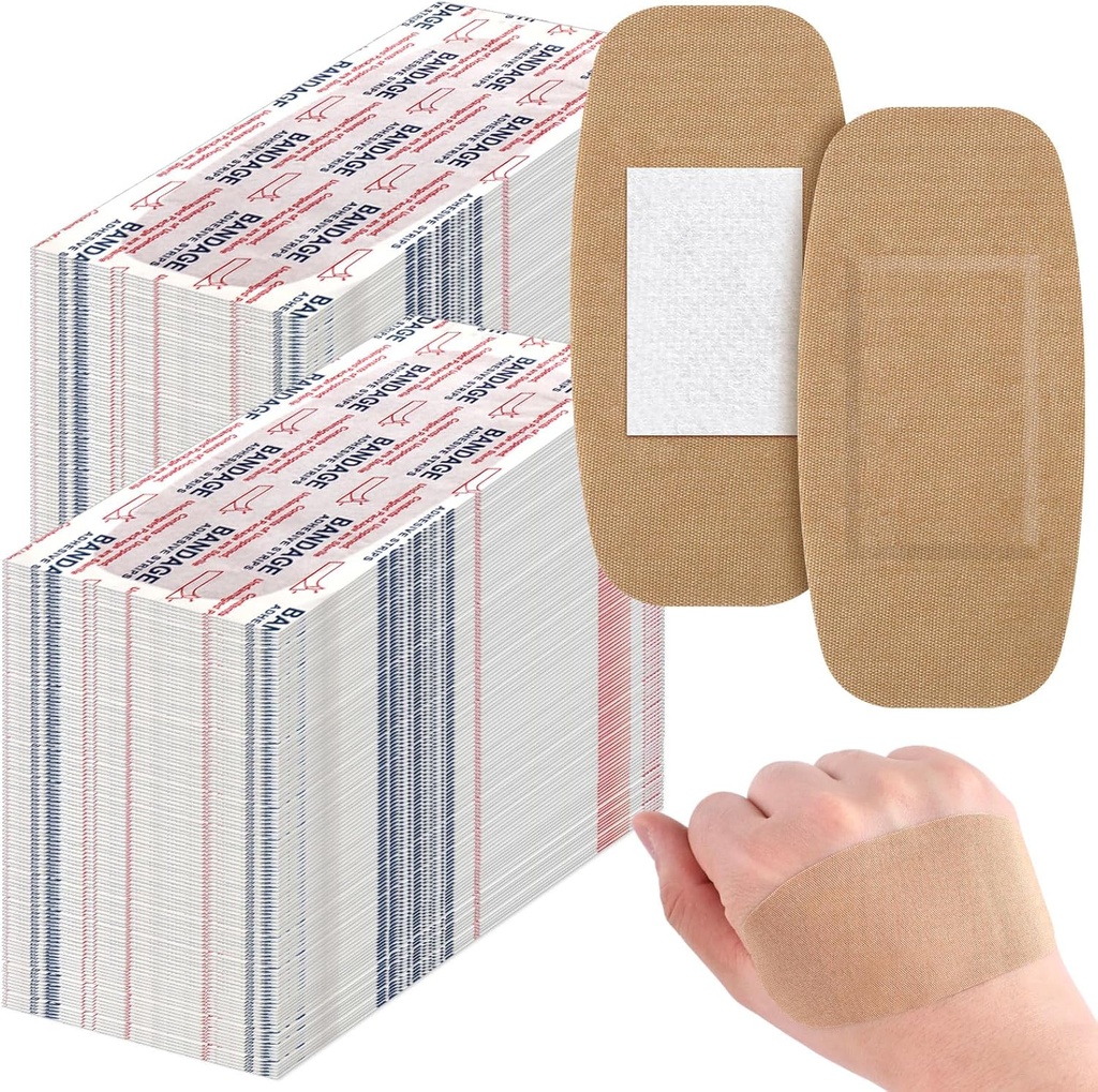 Sinmoe 600 Pcs Large Bandages Bulk Big Flexible Adhesive Wound Care Fabric Bandages for Care and Protect Wounds, 2 x 4 Inch