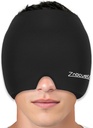 ZNÖCUETÖD Migraine Headache Relief Cap Hat Full Head Buz Paketi Soğutma Gel Buz Beanie Hot/Cold Essay Cap for Sinus, Stres, Hangover Headache Pain Relief - Reusable Men Women, Black, Boyut M