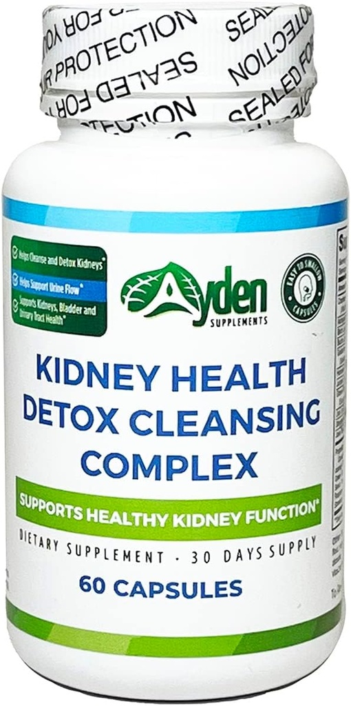 Kidney Health Detox Cleansing Complex - 1,110 mg, Destekler Kidneys, Bladder, Urinary Tract, Herbal, 21 Malzemeler, Cranberry 400 mg, Astragalus 200 mg, Horsetail, Gravel Root, Uva Ursi, 60 Capsules