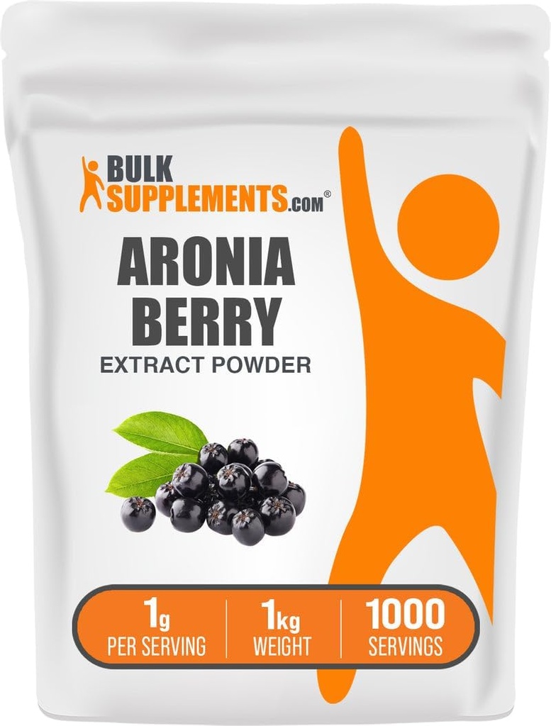 BulkSupplements.com Aronia Extract Toz - Aronia Berry Ekstraksiyon, Chokeberry Supplement - Gluten Free, 1g per Service, 1 kg (2.2 lbs) (Pack of 1)