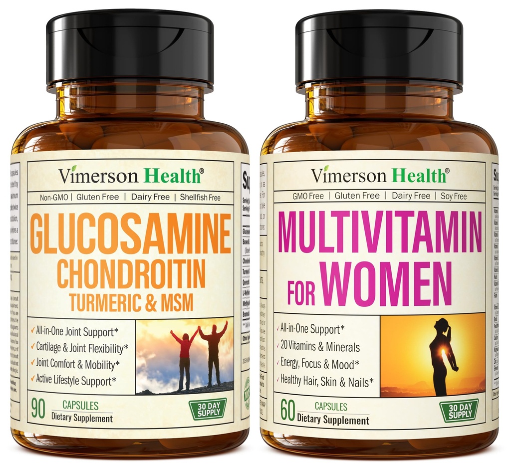 Glucosamine Chondroitin Turmeric + Kadınlar için 2Bottle Supplement Sche for Her. Sağlıklı Immune Response, Ortak Destek, Antioksi Özellikler