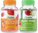 Lifeable Men's Probiyotik 10 Milyar + Aloe Vera, Gummies Sche - Great Tasting, Vitamin Supplement, Gluten Free, GMO Free, Chewable Gummy