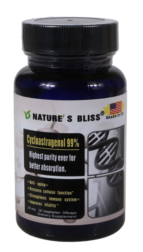 Nature'sbliss Cycloastragenol 25mg% 99,Telomere Supplements, Astragalus Root Extract, Anti Aging Supplement, Made in USA, Immunity Boost, Stomach Acid Korumalı, Super Abception, 30 Capsules