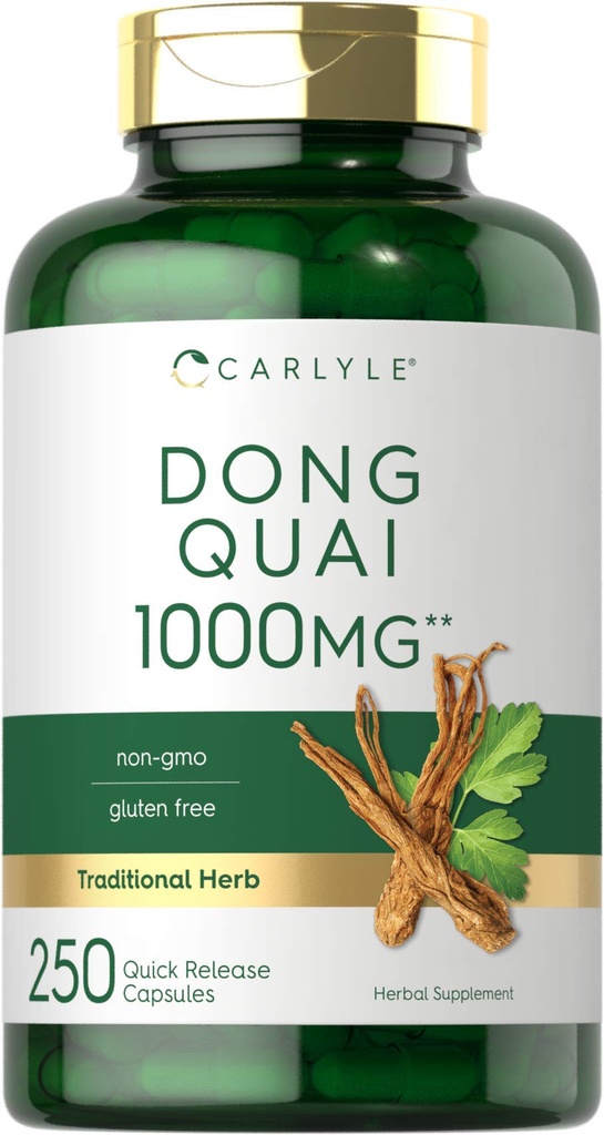 Carlyle Dong Quai Capsules | 1000 mg | 250 Count | Non-GMO ve Gluten Free Supplement | Geleneksel Herb