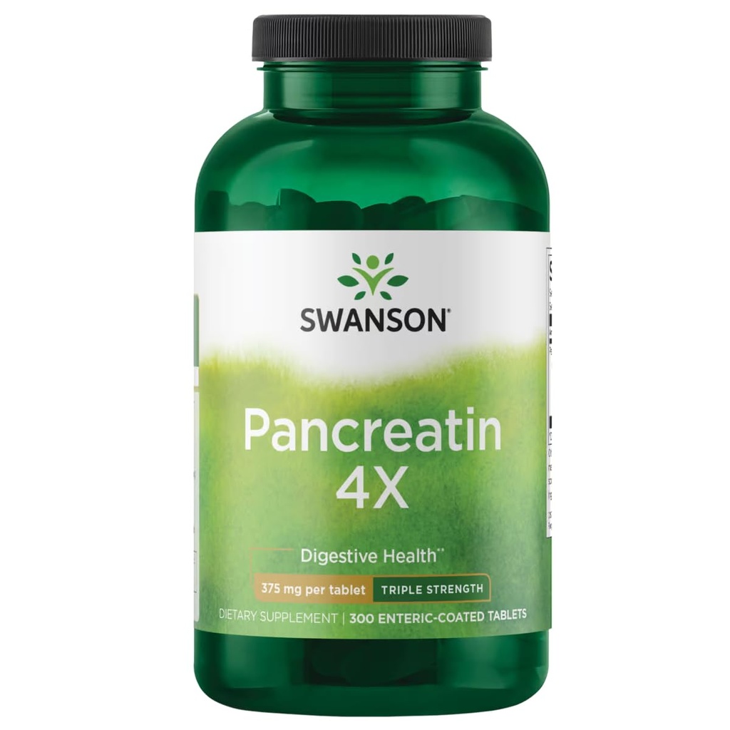 Swanson Triple-Strength Pancreatin 4X Enzyme - 375mg, 300 Tabs
