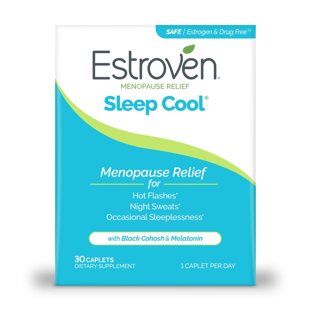 Estroven Sleep Cool for Menopause Relief, 30 Ct, Sleep Support Supplement with Klinik olarak Proven Materialss to Relieve Menopause Belirtileri artı Gece Ters & Hot Flash Relief, Drug-No & Gluten-No