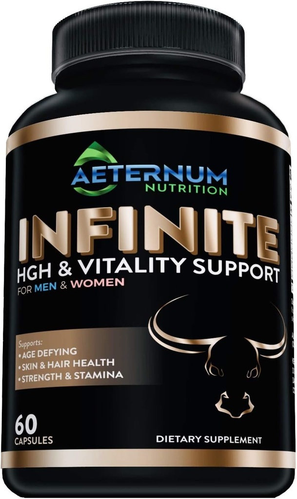 Sonsuz - HGH - testosteron - Vitality Supplement-Includes Argnine-Glutamine ve daha fazlası! Güçlü Destekler, Stamina, Skin & Hair Health, Kas Büyüme. Erkekler ve Kadınlar için şişe başına 60 Capsules.