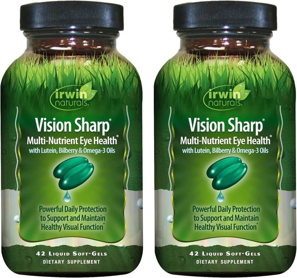 Irwin Naturals Vision Sharp Multi-Nutrient Eye Health - 42 Liquid Soft-Gels, Pack of 2 - Lutein, Bilberry & Omega-3s - 42 Toplam Hizmetler