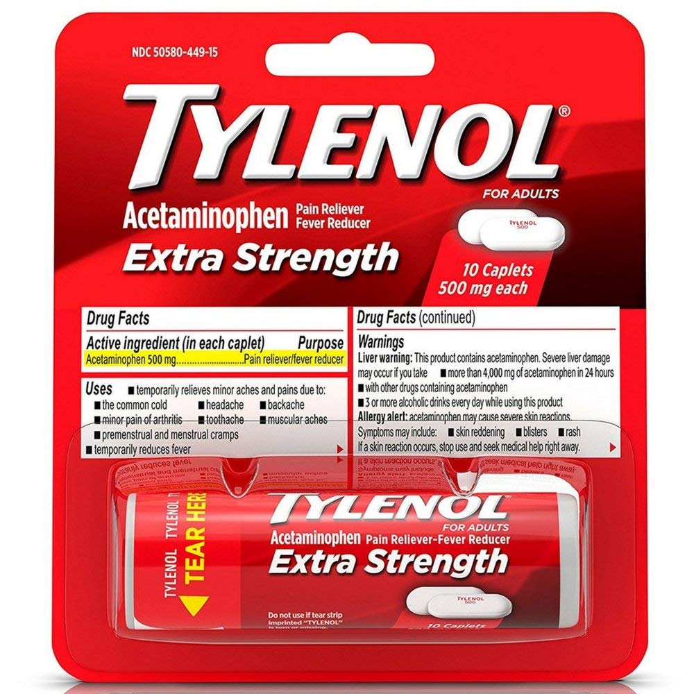 TYLENOL Ekstra Güçlü Caplets 10 ea (Pack of 6)