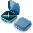 Küçük Pill Case, Seyahat Pill Box, Portre Pill Organizer, Pocket 4 Karşılaştırma için Pill Konteyner, Günlük Compact Seyahat Tıp Dereceleri Vitaminler (Mavi)