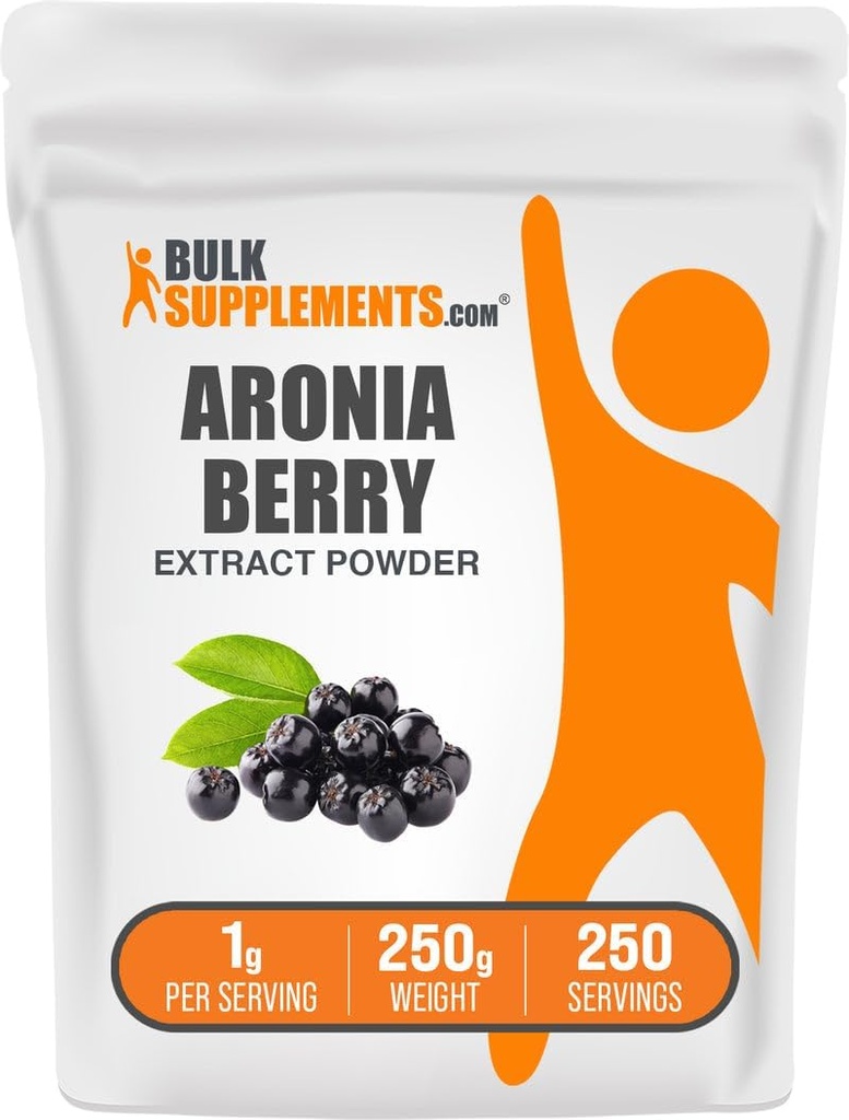 BulkSupplements.com Aronia Extract Toz - Aronia Berry Ekstraksiyon, Chokeberry Supplement - Gluten Free, 1g per Service, 250g (8.8 oz) (Paket 1)