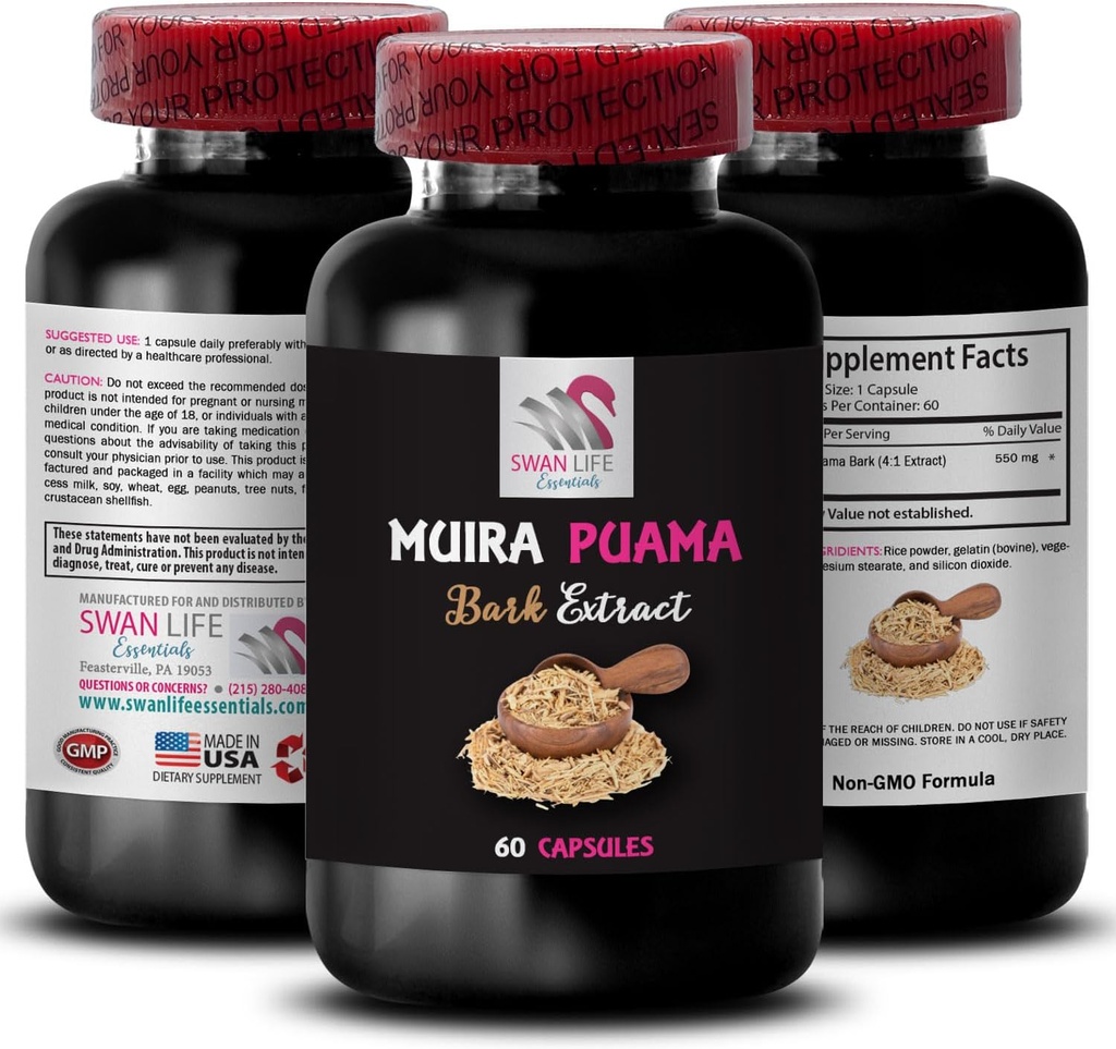 Her gün Güçlü - MUIRA PUAMA BARK EXTRACT - Doğal Resilience Destek, Active Mindset Desteği, Herbal Drive Aktivasyonu, Plant-Based Energy Source, All-Day Energy Boost, Balanced Energy 1Bot 60Caps