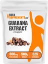 BulkSupplements.com Guarana Extract Toz - Doğal Caffeine Supplement, Guarana Seed, Guarana Toz - Gluten Free, 800 mg per Service, 500g (1.1 lbs) (Pack of 1)