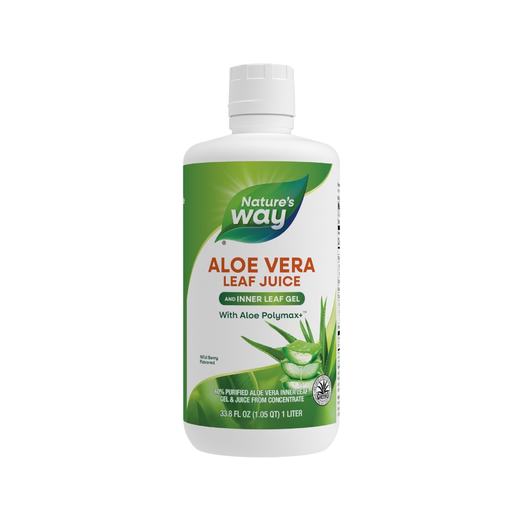 Nature's Way Aloe Vera Leaf Juice and internal Leaf Gel, aloe Polymax+, Aloe Content ve kurutucu için sertifikalı, Wild Berry Flavored, 33.8 Fl Oz (Pazar Mayıs Vary)