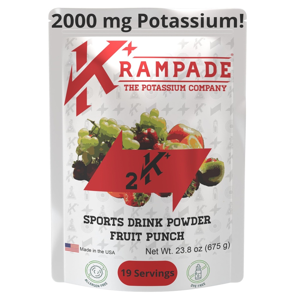 Krampade Electrolytes Toz P properties Supplement - 2000 mg K+, >2X More Than Coconut Water | Cramp Relief and Prevention | Hydration Toz Pyumu