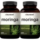 NatureBell Pure Moringa Capsules 8,000 mg Per Service (2 Pack) | Moringa Toz Organik, 480 Capsules – Green Superfood, Skin Health, & Immune Support – Non-GMO, Gluten Free, 8 Ay Supply