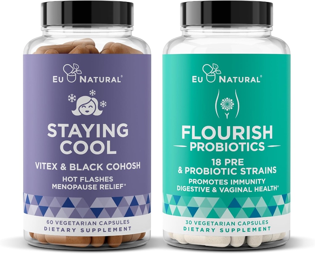 Eu Natural Cool ve Flourish Sche - Hot Flashes, Menopause Relief, Womens Probiyotik + Prebiyotiks