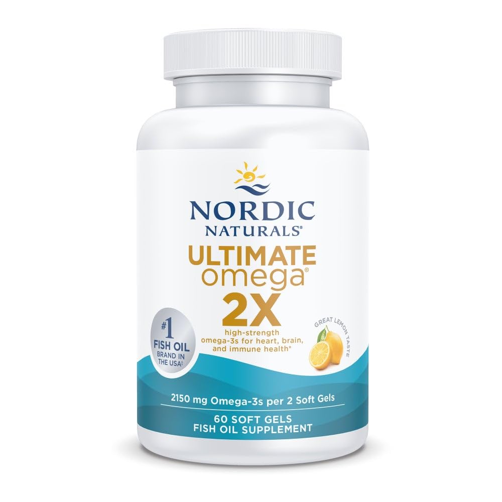 Kuzey Naturals Ultimate Omega 2X, Limon Flavor - 60 Soft Gels - 2150 mg Omega-3 - EPA & DHA ile Yüksek Yeterli Balık Yağı - Beyin ve Kalp Sağlığını Teşvik - Non-GMO - 30 Hizmet