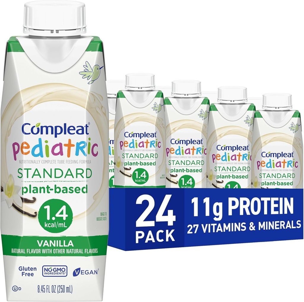 Pediatrik Standart 1.4mL, Bitki Temel Beslenme Olarak Tamamlanmış Shake, Tube Feeding Formula, Vanilla Flavor, 24 Pack