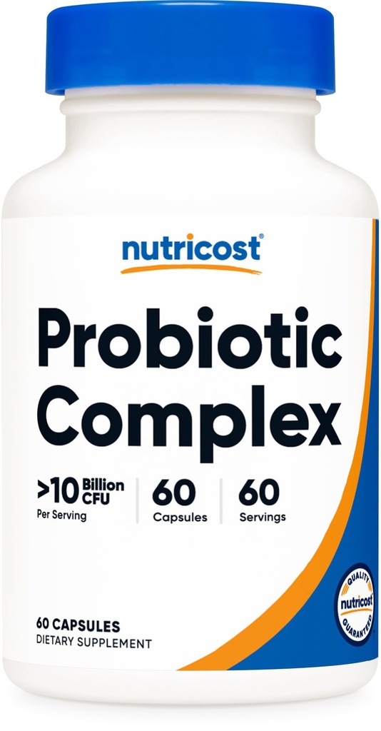 Nutricost Probiyotik Kompleksi (10 Milyar CFU) 60 Capsules - Asitofilus Plus 9 Diğer Probiyotikler, Non-GMO, Gluten Free Supplement Supplement Supplement