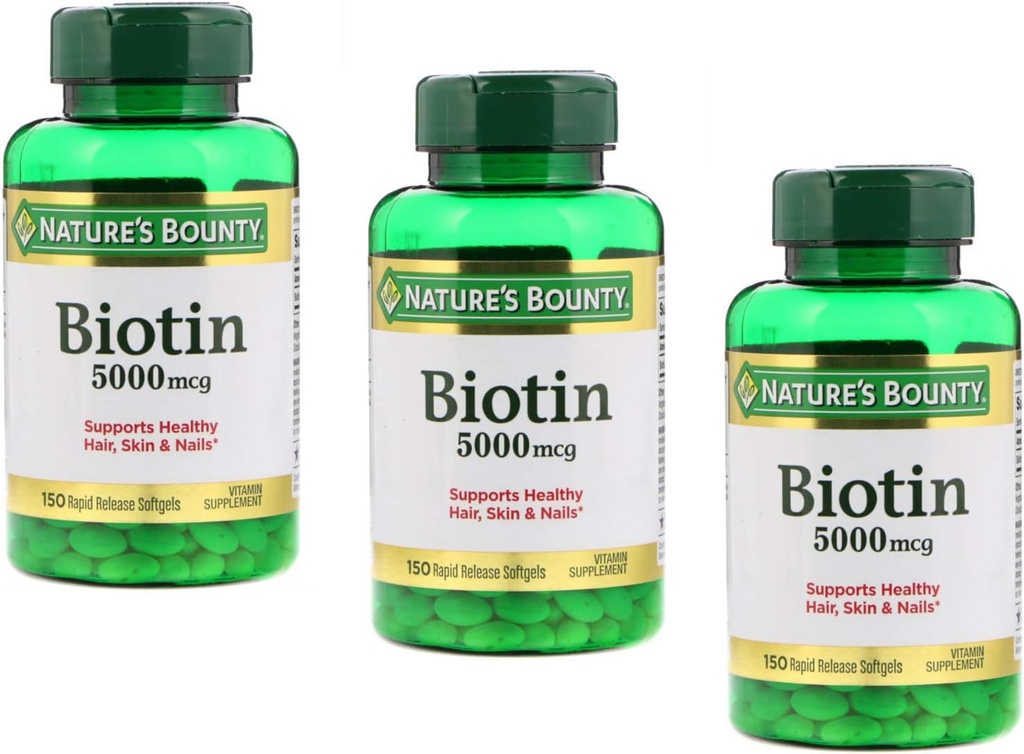 Natures Bounty Biotin 5000mcg 150 Hızlı Yayın Softgels (Value Pack of 3)