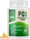 PQ Supplement 20 mg | Mitochondrial Biogenesis & Enerji CoQ10 & Vitamin B12 | Destek Beyin Sağlığı ve Mitochondria Production | Ultra PQ Formula | Vegan, Gluten-Free | 60 Capsules