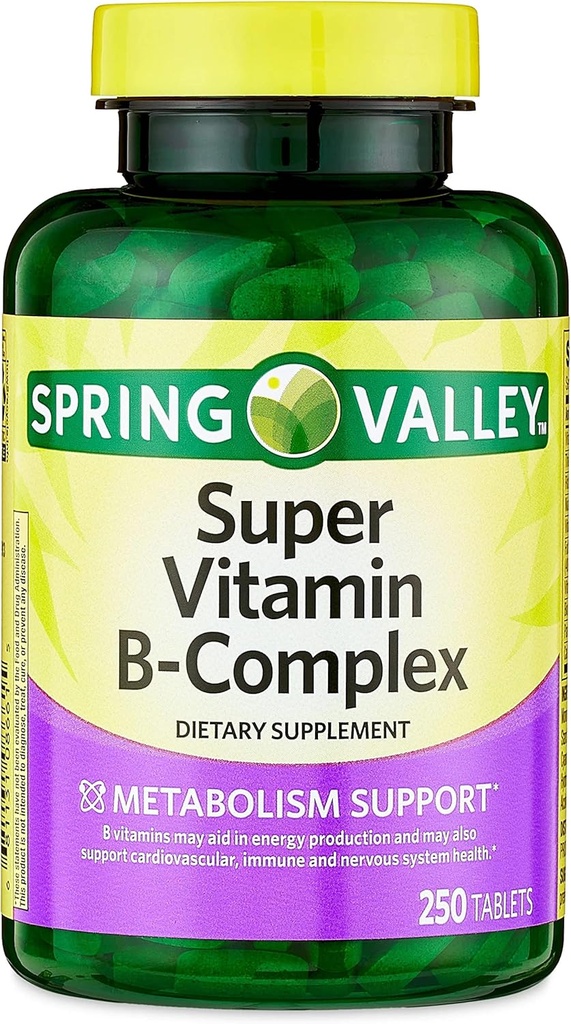 Convergence Spring Valley Super B-Complex Tabletler Diyetsel Tamam, 250 KontMetabolism Destek* Diyetsel Tamam