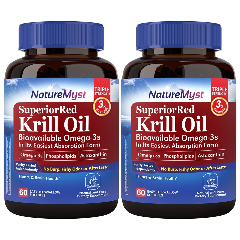 Antarktika Krill Oil 1000 mg Softgels, Krill Oil Omega-3s, EPA, DHA, Astaxanthin & Phospholipids, Heart Health, 120 Softgels, Non-GMO, No Gluten, Made in the USA
