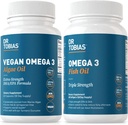 Dr. Tobias Vegan Omega 3 Algae Petrol ve Omega 3 Balık Yağı, Kapsamlı Şişmanlık asit Desteği için 2 Seçenek, Non-GMO